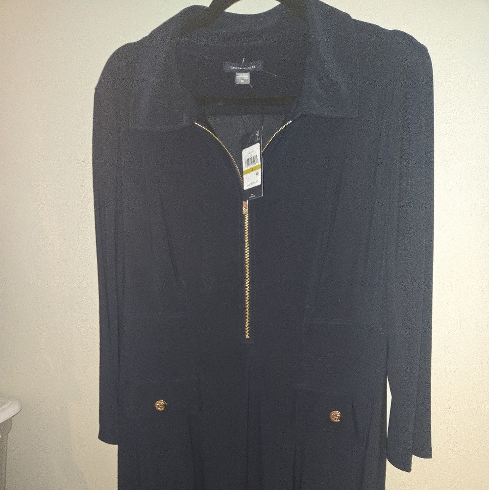 Tommy Hilfiger Navy Dress with Gold Accents